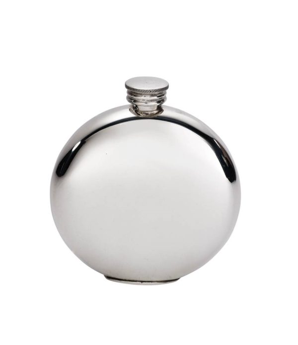 Personalised 6 oz Round Brass Porthole Pewter Hip Flask