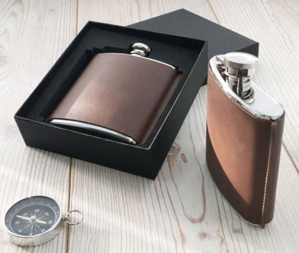 Leather Hip Flask - Standing Seam Personalised Flask 2