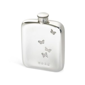 Personalised 4 oz Butterfly Pewter Pocket Hip Flask