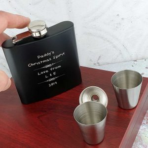 Personalised Christmas Hip Flask Set With Cups