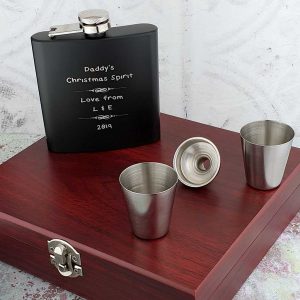 Personalised Christmas Hip Flask Set With Cups